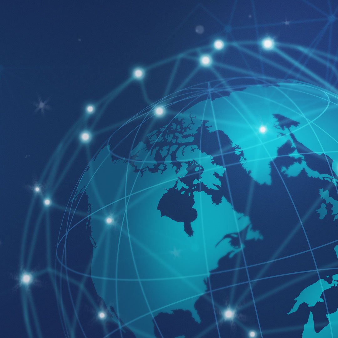 background escuro com uma ilustração tecnológica do planeta terra